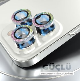 Resim EDELFU Iphone 14 Pro Max / 14 Pro Uyumlu Simli Kamera Lens Koruması Suya Ve Darbeye Dayanıklı 