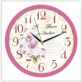 Resim Pembe Çerçeve Çiçekli Anaokulu Salon Mutfak Flower Duvar Saati Pembe 