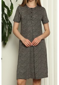 Resim Nicoletta Hamile Tunik Gecelik Kısa Kollu Likralı Viskon SİYAH 