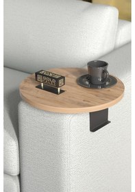 Resim Pazarella Yan Sehpa Ayarlanabilir Tepsi Dekoratif Modern Tepsi Koltuk Sehpası Ceviz Beyaz 