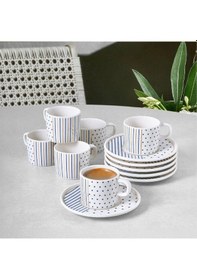Resim Güral Porselen Mental 12 Parça Kahve Fincan Takımı Lacivert 65481 