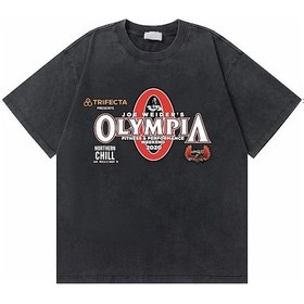 Resim Dshztoomavintage Olympia Spor Salonu İskelet Baskılı Tişört - Erkek/kadın Pamuk T Gömlekfildişi Fildişi 