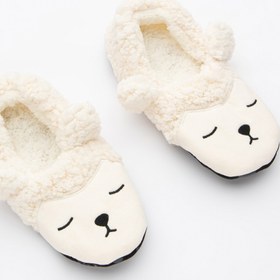 Resim Penti Beyaz Kız Çocuk Pompon Bear Patik Çorap 