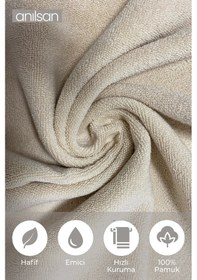 Resim 10'lu Bej El Havlusu - 50x90 Cm, 225 Gr, %100 Pamuk, Spa Ve Otel Havlusu, Günlük Kullanıma Uygun Bej 