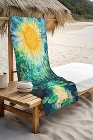 Resim Dijital Baskı Plaj Deniz Havlusu Doğa Desenli Peştamal HVL0085 