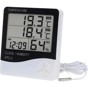 Resim Iç ve Dış Ortam Sıcaklığını Ölçebilen LCD Ekran Saat Göstergeli Alarmlı Nem Ölçer Termometre 