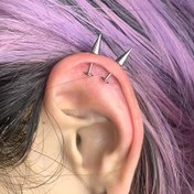Resim Paslanmaz Çelik Yılan Isırığı Dudak Yüzüğü - Punk Tarzı Dış Diş, 16G 1.2mm - Kadınlar için Moda Vücut Piercing Takısı 