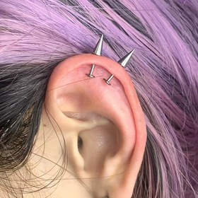 Resim Paslanmaz Çelik Yılan Isırığı Dudak Yüzüğü - Punk Tarzı Dış Diş, 16G 1.2mm - Kadınlar için Moda Vücut Piercing Takısı 