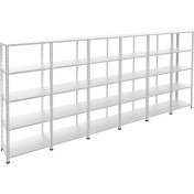 Resim Rafburada 5 Katlı 6'lı Galvaniz Çelik Raf - Depo, Arşiv, Kiler, Dosya, Market Rafı - 43x75 cm-200 cm-1.00 mm 