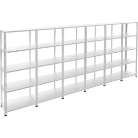 Resim Rafburada 5 Katlı 6'lı Galvaniz Çelik Raf - Depo, Arşiv, Kiler, Dosya, Market Rafı - 43x75 cm-200 cm-1.00 mm 