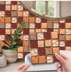 Resim Novahub Turuncu 10 Adet Kendinden Yapışkanlı Su Geçirmez Kiremit Duvar Kağıdı Kristal Duvar Fayans Etiket Mutfak Banyo Fayans Etiket A Turuncu Turuncu 