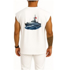 Resim Bahriyeli Collection Oversize Tcg Kumkale P1203 Tuzla Sınıf Cep Ve Sırt Tasarımlı Atlet Beyaz 