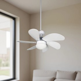 Resim Taflan L36009 Rc Beyaz Aydınlatmalı Uzaktan Kumandalı Tavan Vantilatörü 80 cm Ahşap Malzeme ile 6 Kanatlı 