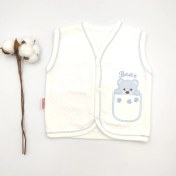 Resim Bebek Star Kapitone Bebek Yelek Krem Ayı Desenli %100 Cotton 