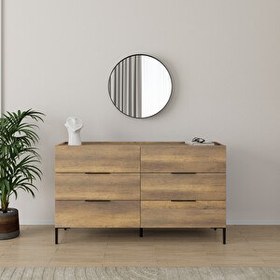 Resim Adore Mobilya Oryana 6 Çekmeceli Şifonyer-Koyu Ceviz 140x81x44 CM 