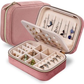 Resim Mdl1-kadife Pembe Takı Kutusu Yeni Tasarım Fermuarlı Düzenleyici 