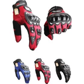 Resim Single Sword Biker Tam Parmak Korumalı ve Nefes Alan Telefon Uyumlu Motosiklet & Bisiklet Eldiveni Pro - Kırmızı 