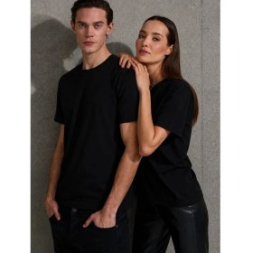Resim Unisex Kısa Kollu Bisiklet Yaka Basic Viskon Bluz 