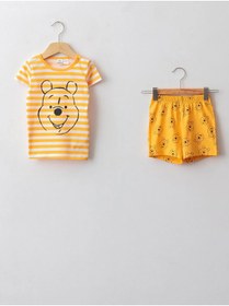 Resim LC Waikiki Bisiklet Yaka Kısa Kollu Winnie The Pooh Baskılı Pamuklu Erkek Bebek Pijama Takımı 