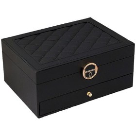 Resim İki Katmanlı 1 Çekmeceli Takı Kutusu - Büyük Kapasiteli 