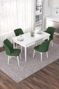 Resim Canisa Nef Serisi 70x114, Açılabilir Mdf Yemek Masası Takımı, Beyaz Masa Ve 4 Sandalye 