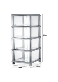 Resim Şeffaf Plastik 4 Çekmeceli Komidin Sebzelik Bakliyat Dolabı Çok Amaçlı Depolama Düzenleyici Şeffaf Gri 