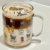 Resim 420ml Karikatür Köpek Cam Bardak, Yüksek Borosilikat Cam Malzemesi, Yuvarlak Şekil, Mikrodalga Güvenli, Elde Yıkanabilir, Tekrar Kullanılabilir, Yaratıcı Tasarımıyla, Kahve, Latte, Cappuccino, Süt, Suyu İçin, Arkadaşlar ve Çocuklar İçin Hediye Olarak 