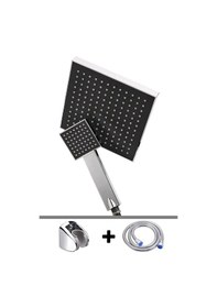 Resim Duş Başlığı Seti Kare Tasarım Tepe Ve El Duş Başlı Hortum Tutacak İle Birlikte Diğer 