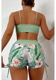 Resim Angelsin Büzgü Ayarlı Baskılı Bikini Takımı Yeşil 
