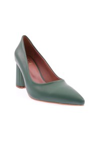 Resim Dgn 660-22y Kadın Sivri Burun Parmak Dekolteli Galvaniz Ökçe Topuklu Ayakkabı 660-1918-R1938 Yeşil 