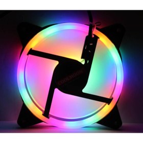 Resim WOZLO Coolmoon Rgb 12 Cm Kasa Fanı Rainbow Renkli Işıklı Fan 3 Pin Pwm 2 Pin Molex 
