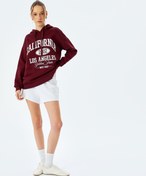 Resim Üç İplik Şardonlu Uzun Kollu Kolej Baskılı Kapüşonlu Sweatshirt 
