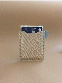 Resim Hakiki Deri Minimal Avuçiçi Yılan Desen Leopar Tasarım Kadın Cüzdan Kartlık Drc-26 Gold 