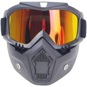Resim MOTOANL Motosiklet Cross Bisiklet Gözlüğü Açık Kask Maskesi Süngerli Bant Lastikli Jet Maske Sarı Cam Gold 