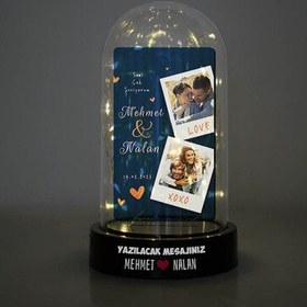 Resim Çiftlere Özel Tasarımlı Işıklı Fanus 