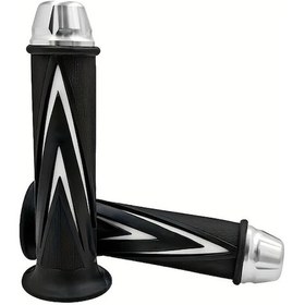 Resim Hightower Gümüş Kaymaz Motosiklet Gidon Tutacakları: Honda Yamaha Suzuki Kawasaki 