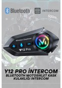 Resim Y12 Pro İntercom Bluetooth Motosiklet Kask Kulaklığı İntercom Kulaklık 