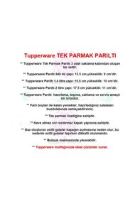 Resim Tupperware Parılı Set 3'Lü Kırmızı Tek Parmak Saklama Kabı Hsgl Çok Renkli 