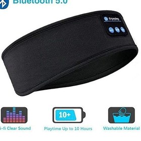 Resim Siyah Bluetooth Kulaklık Spor Uyku Bandı Ince Yumuşak Elastik Rahat Kablosuz Kulaklık Müzik Göz Maskesi Yan Uyuyan İçin 