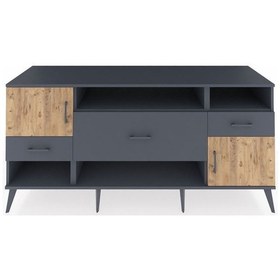 Resim Kronos Konsol 3 Raflı 3 Çekmeceli 2 Kapaklı 176x59x83 Antrasit-çam/antrasit Çam/antrasit 