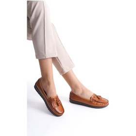 Resim Artı-artı014-bb-501-psk Hakiki Deri Günlük Ortopedik Kadın Taba Babet Ayakkabı 001 