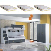 Resim Setaymobilya Metris Yavru Yataklı Ranza + 3 Kapaklı Dolap + 3 Comfort Yatak 