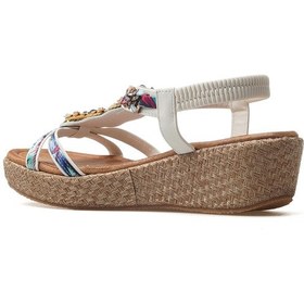 Resim Guja Kadın Taş Detaylı Dolgu Topuklu Günlük Sandalet 25y 25y153 Z Beyaz Beyaz 