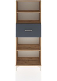 Resim Arges Dolap 3 Raflı Tek Çekmeceli 60x30x163 Çam-antrasit Atlas Çam 