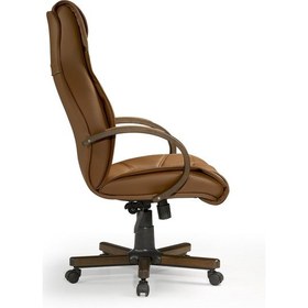 Resim Konfor Cila Bilgisayar - Ofis - Müdür - Büro - Makam Çalışma Koltuğu Taba Renk Ahşap Ayaklı Taba Kahve 