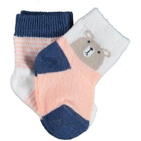 Resim Bibaby Biorganic Hello Teddy Bear 2'Li Kız Çorap 68404 Ekru Somon 