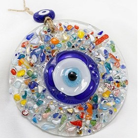 Resim Lacivert Boncuklu Renkli Kırıntılı Su Damlası Nazar Boncuğu El Ya 