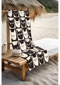 Resim Dijital Baskı Plaj Deniz Havlusu Kedi Desenli Peştamal Hvl0075 Renkli 