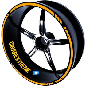 Resim 4 Parçalı Kesikli Tasarımlı Taksi Sarısı Jant Şeridi Sticker Çınar Extreme 