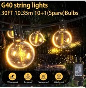 Resim Gaojunshop01 30ft G40 Led Ampul Açık Hava Bahçe Aydınlatma 24v Güvenli Parlak 